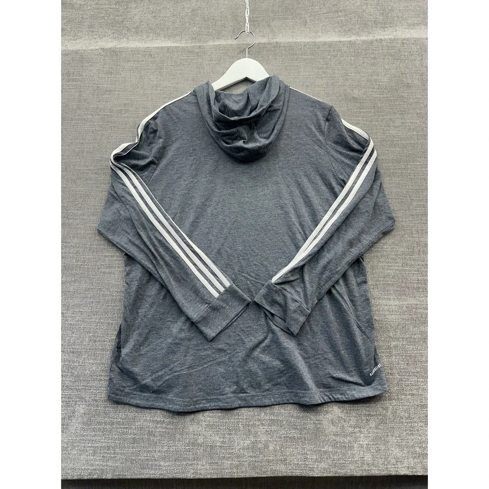 Adidas Aeroready Primegreen Hoodie Men 2XL Heather Gray Striped Running Athletic